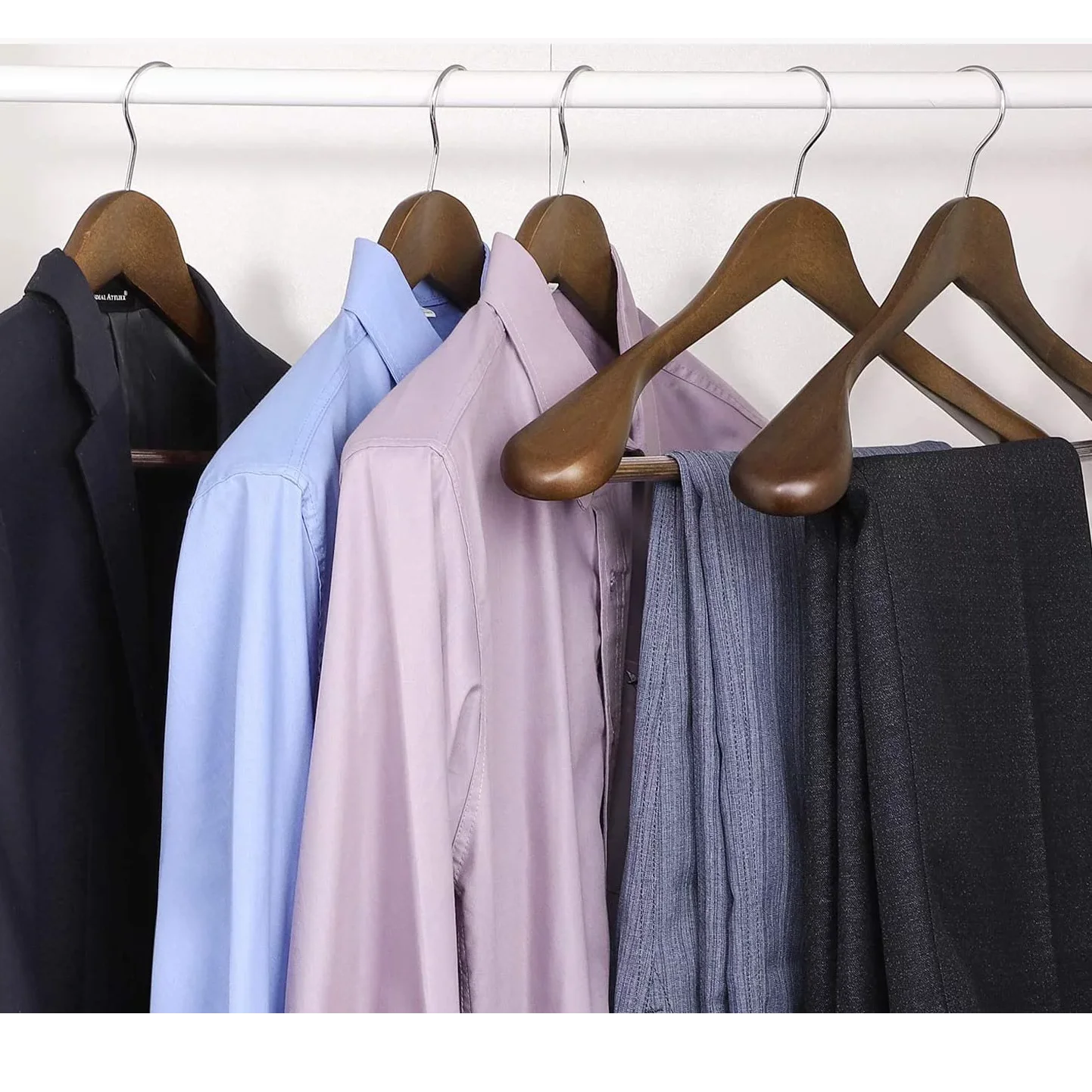 Custom logo luxury cloth solid wood hanger wooden wide shoulder hanger shirt suit coat wood clothes hangers for garment display