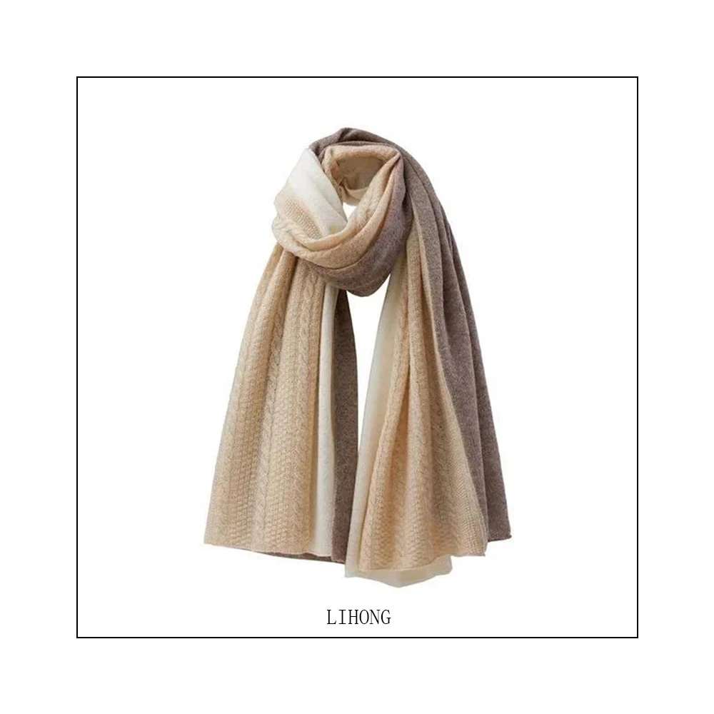 2021 New Style Knitted Pure Wool Warmth Fashion Scarf  shawl Men And Women All-match Scarf Long Thickening