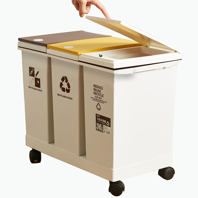 
Wholesale Durable Lid Wheeled Recycle Customized Plastic Sorting Waste Bin Trash Can 