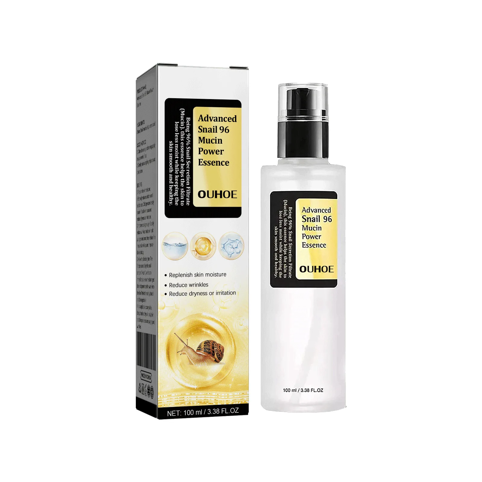 Snail Mucin 96% Collagen Power Essence Hydrating Face Serum Skin Barrier Repair Fade Dark Spots and Blemishes Shrink Pores Acne