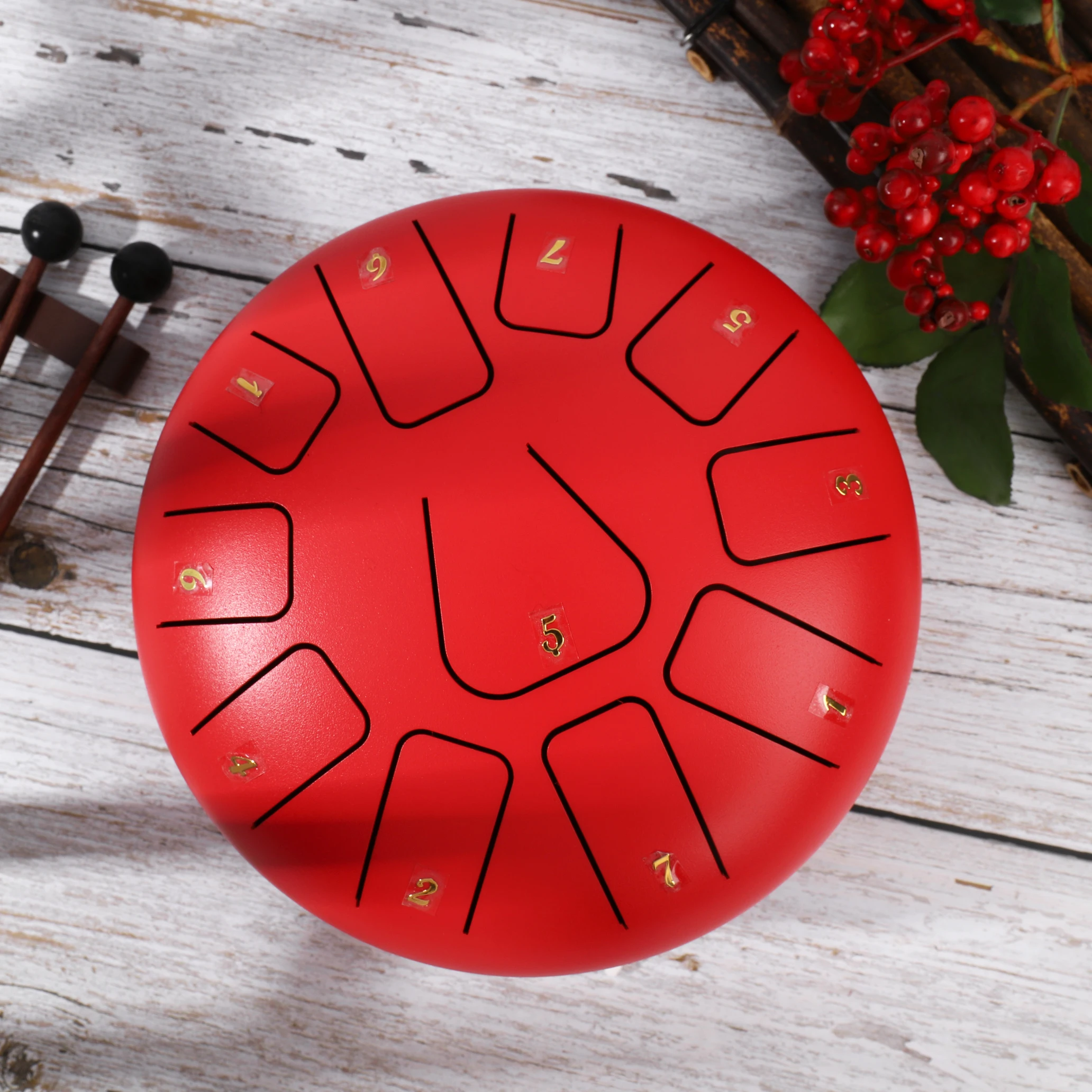 Factory offer the small size  design 8 inch (20 cm) 11 tongue red hank drum G key balmy drum  steel tongue drum