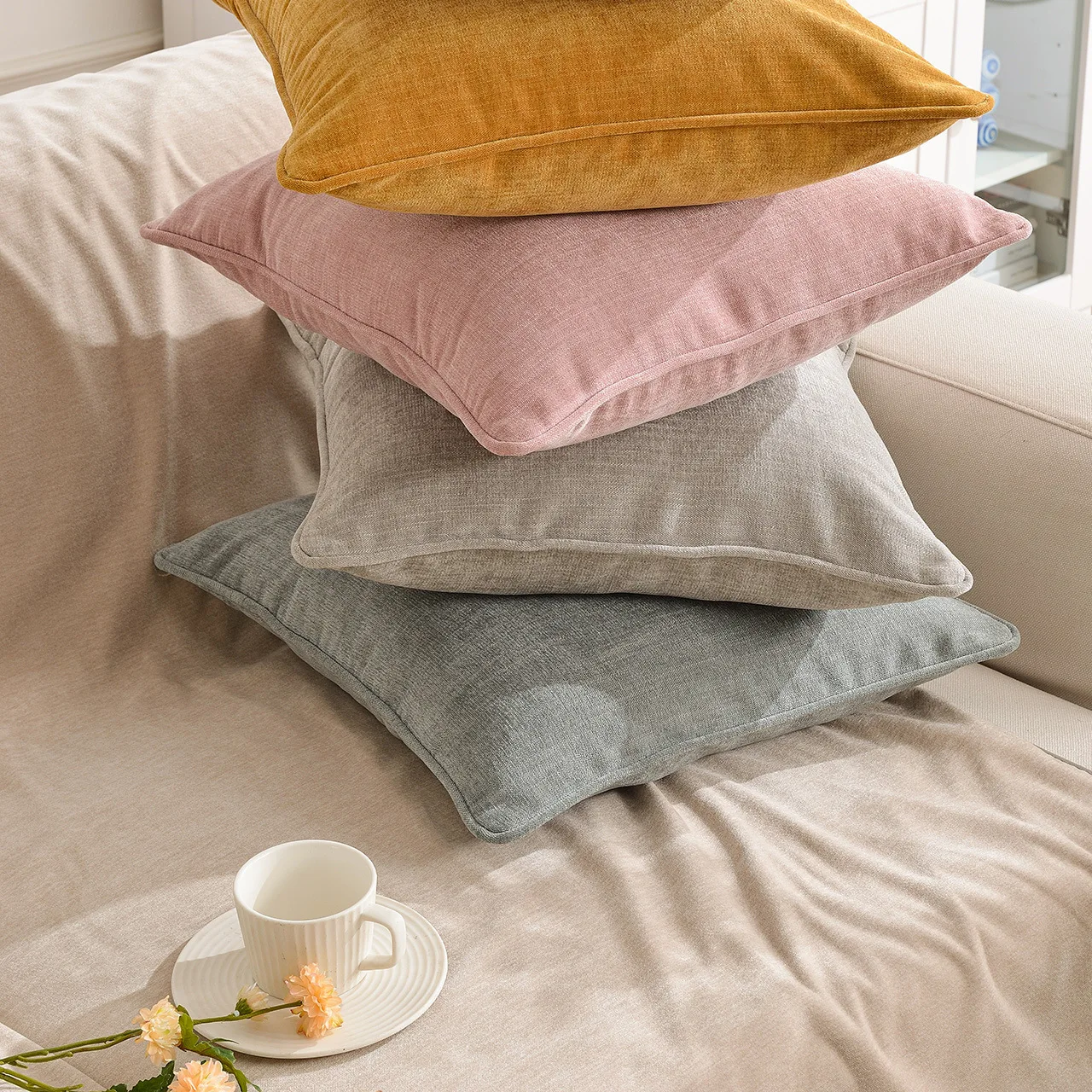 High Quality Nordic Chenille Pillow Covers Cushion Case for Home Decor Luxury Solid Velvet Throw Cushion Cover 18x18 inch