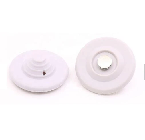 Alarming EAS round Security Hard Tag R50 RF Magnetic Clothing Security for Shopping Mall Made of ABS Material