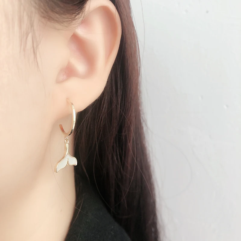 Fashion Fashion Jewelry 925 Sterling Silver Summer Earrings Gold Plated Mermaid Shape Fish Tail Silver Stud Earrings for Women