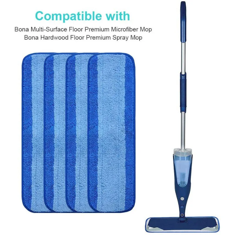 Adapted to Bona Mop Cloth Replacement Head Plate Pasting Microfiber Mop Cloth Blue Striped Reusable Cleaning Mop Pads