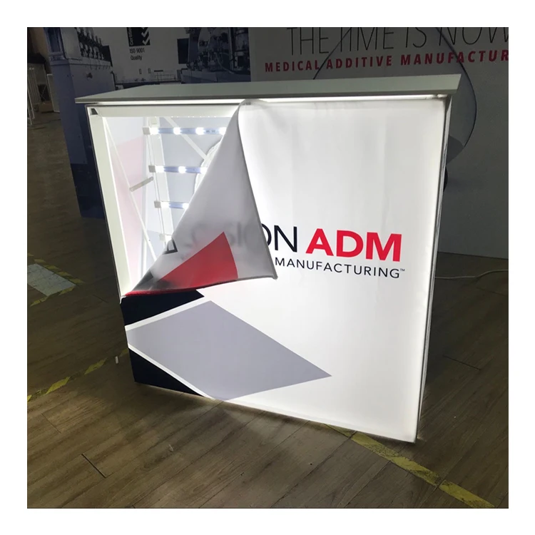 2022  foldable promotion table promotion counter table LED light box Customizable fabric