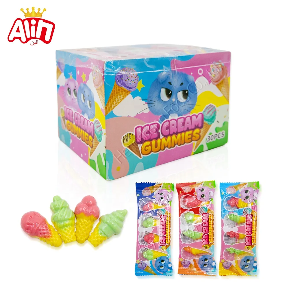 candy wholesale snacks candy Individually packed 4 PCS Ice cream sour and sweet gummy candy