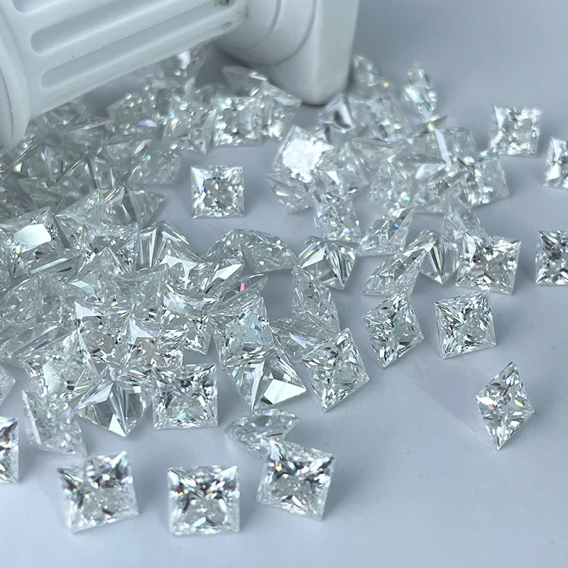 Wholesale Flawless D Color VVS1 Princess Cut Loose Moissanite 3-8mm Square Shape Synthetic Gemstone for Jewelry Making