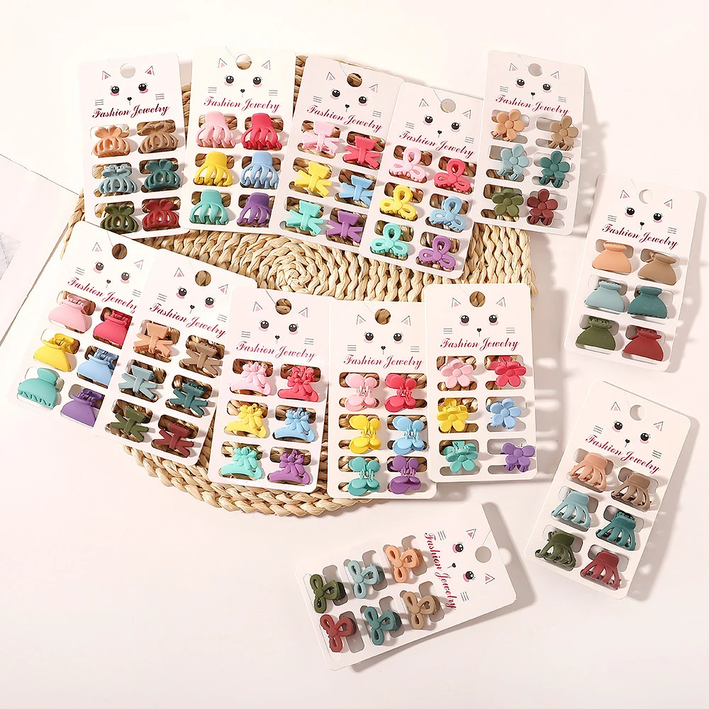 6pcs/set small hair claw clips plastic clip for kids hair accessories set