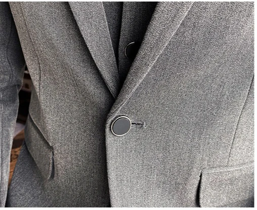 Костюм облегающий мужской из 3 предметов, однотонный однобортный Блейзер, жилет, брюки, на одной пуговице, для деловых встреч и выпускного вечера