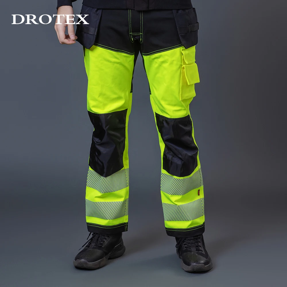 Стрейчевая рабочая одежда для техников из полиэстера Cordura Hi Vis огнестойкие брюки с большими карманами