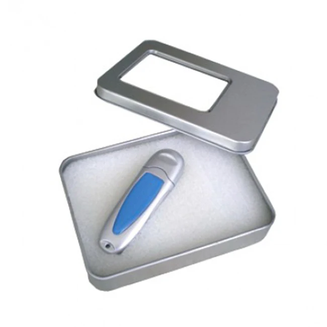 Promotional Customized Competitive Price USB Packaging Box Gift Square Tin Box For Usb Flash Drive Disk With Window