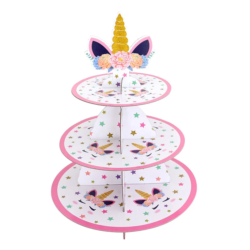 Wholesale Display 3 Tier Cardboard Paper Dessert Tower Cupcake Stand Set