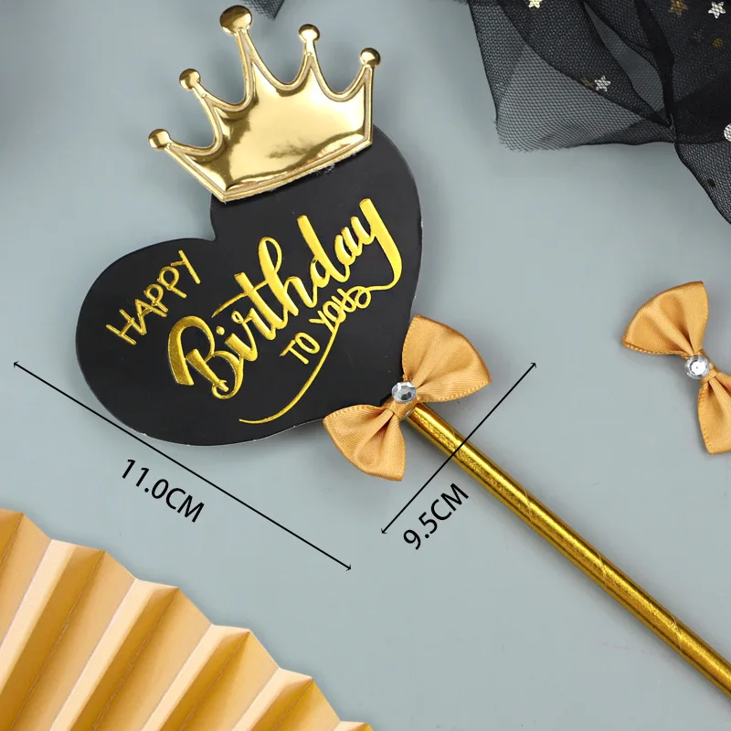 High quality cake decoration hot stamping crown paper happy birthday