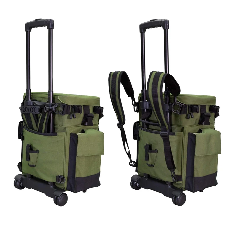 Man Portable Multi-purpose Fish Tackle Bait Bag Wheels Outdoors Waterproof Polyester Rolling Fishing Tackle Backpack Box Bag