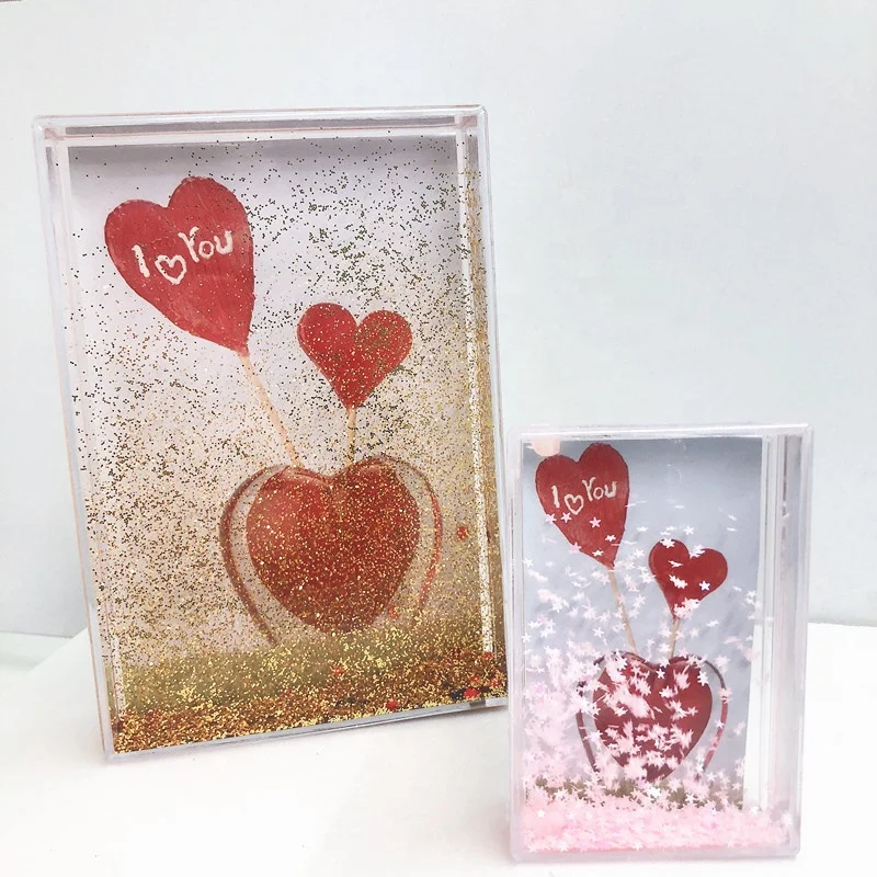 Cute Liquid Acrylic Photo Frames 4x6 Inch (10x15 cm) Glitter Picture Frame Wall Mount Nautical Lovely Home Decoration Snow Globe