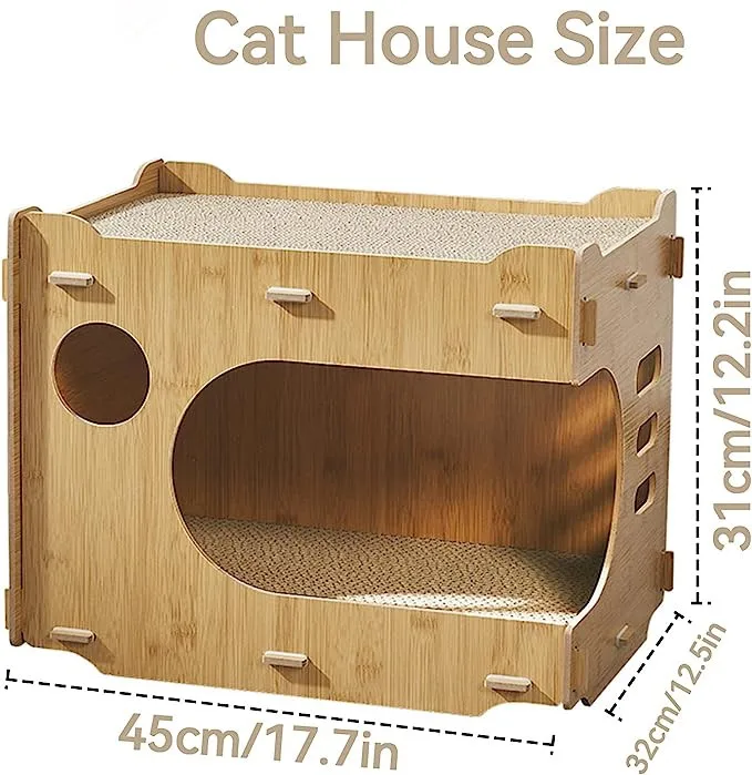 Pet cat cave bed nest condo perch cage indoor villa scratcher cardboard cute cat house