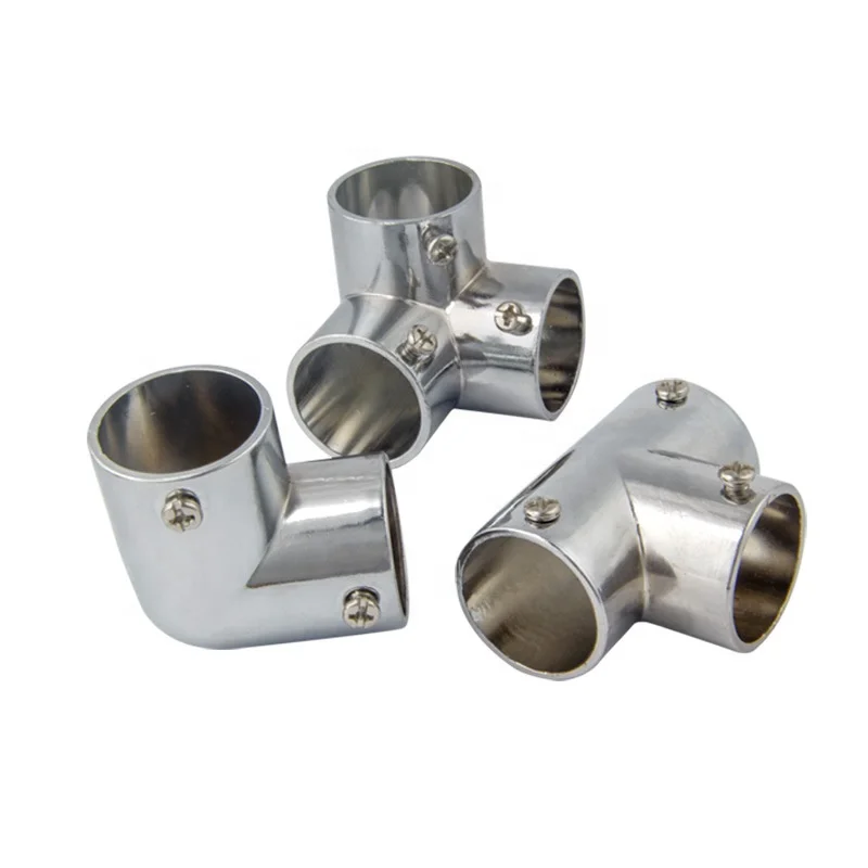 Heavy Duty SS Mirror Polished 90 Degree 3-Way Corner E Hand Rail Fitting Marine Grade for Wardrobe Hardware