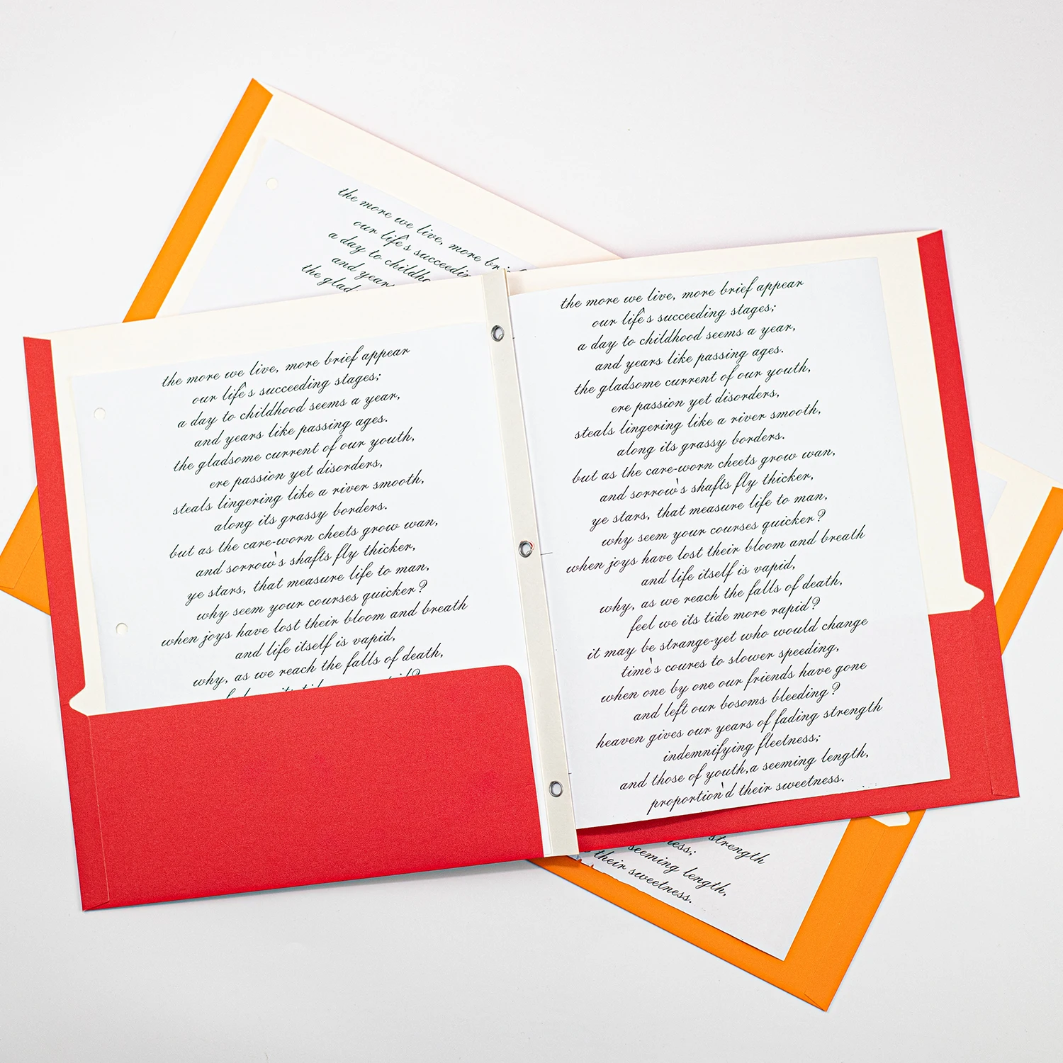 Manila Two-Pocket File Folders three- color Textured Paper Letter Size with Three holes clamp