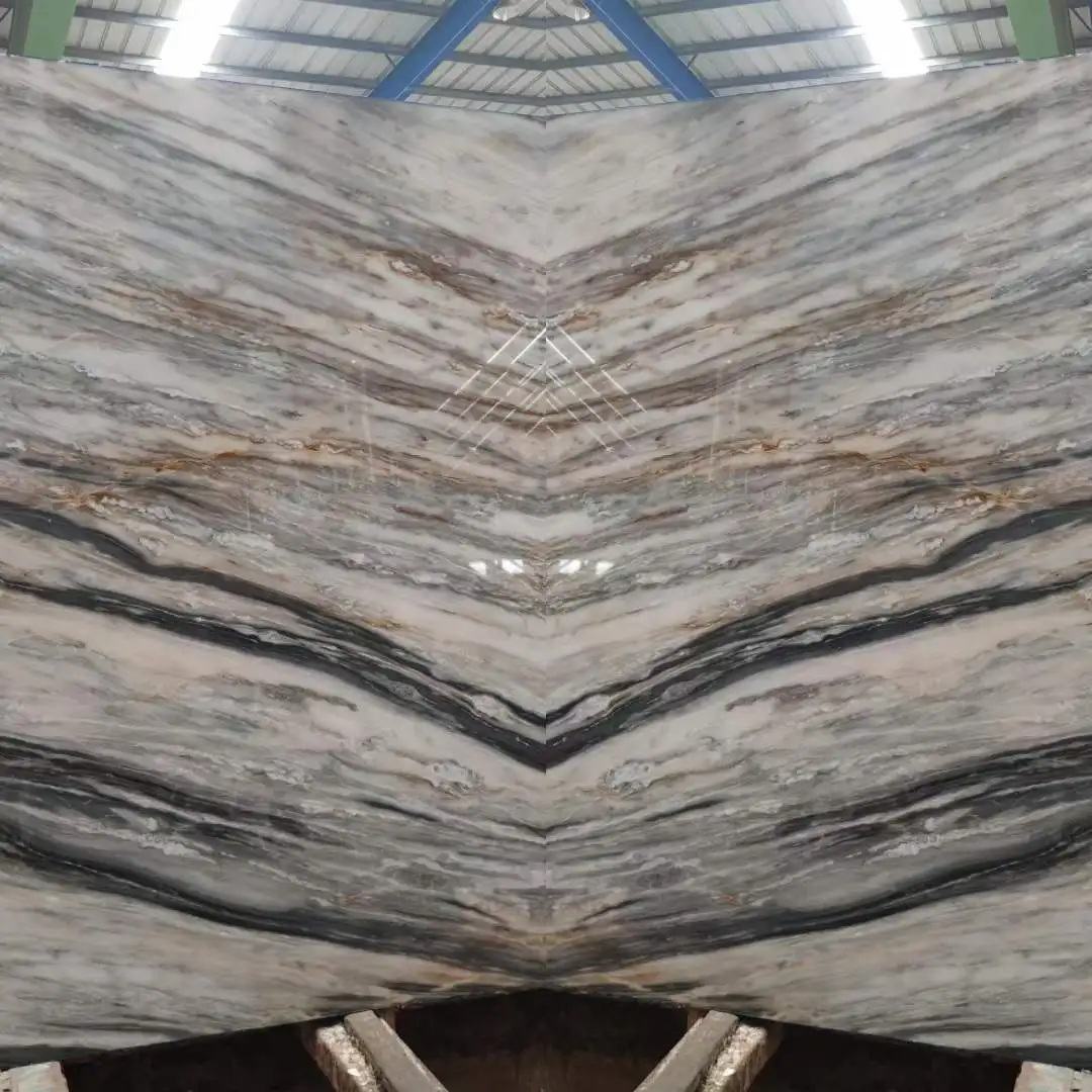 Backlit Onyx Wall Panel Natural Straight White Wood Vein Marble Onyx Slab