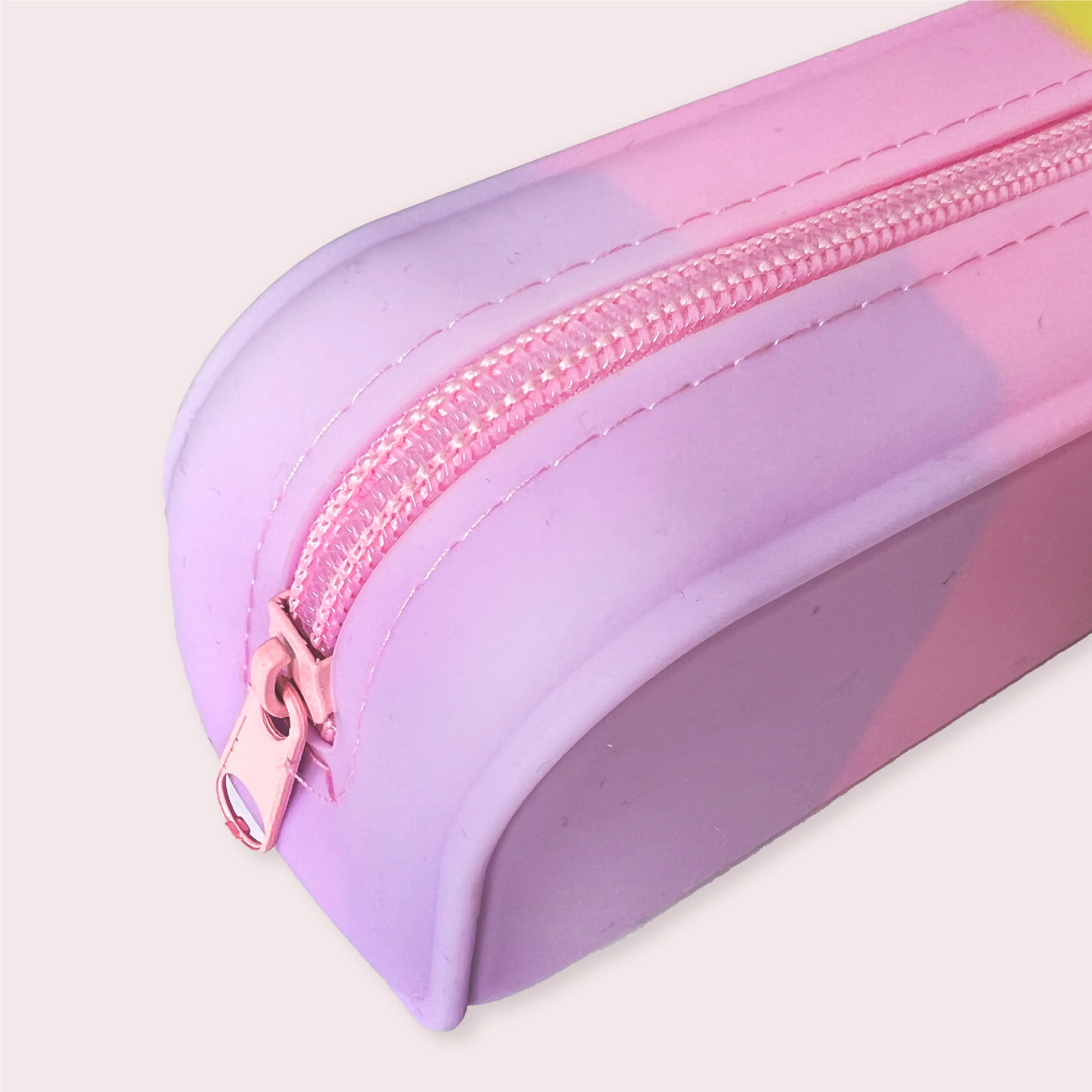 Creative stationery OEM rainbow colorful silicone wholesale waterproof pencil case pen bag