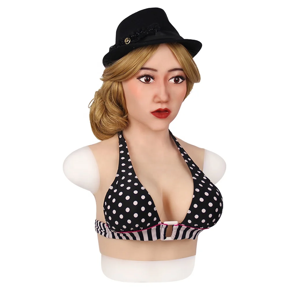 Display Headform Silicone   breast forms with Mask African Women Head Model Lifelike 1:1 Lady Mold Mode Artificial Mannequin