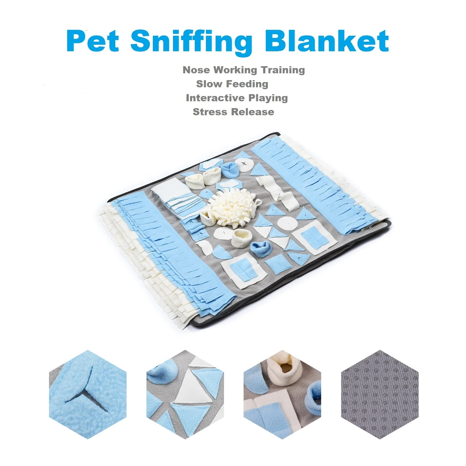 Polar Fleece Pet Dog Snuffle Mat Nose work Blanket Dog Training Mat for Stress Release and Slow Feeding Mat
