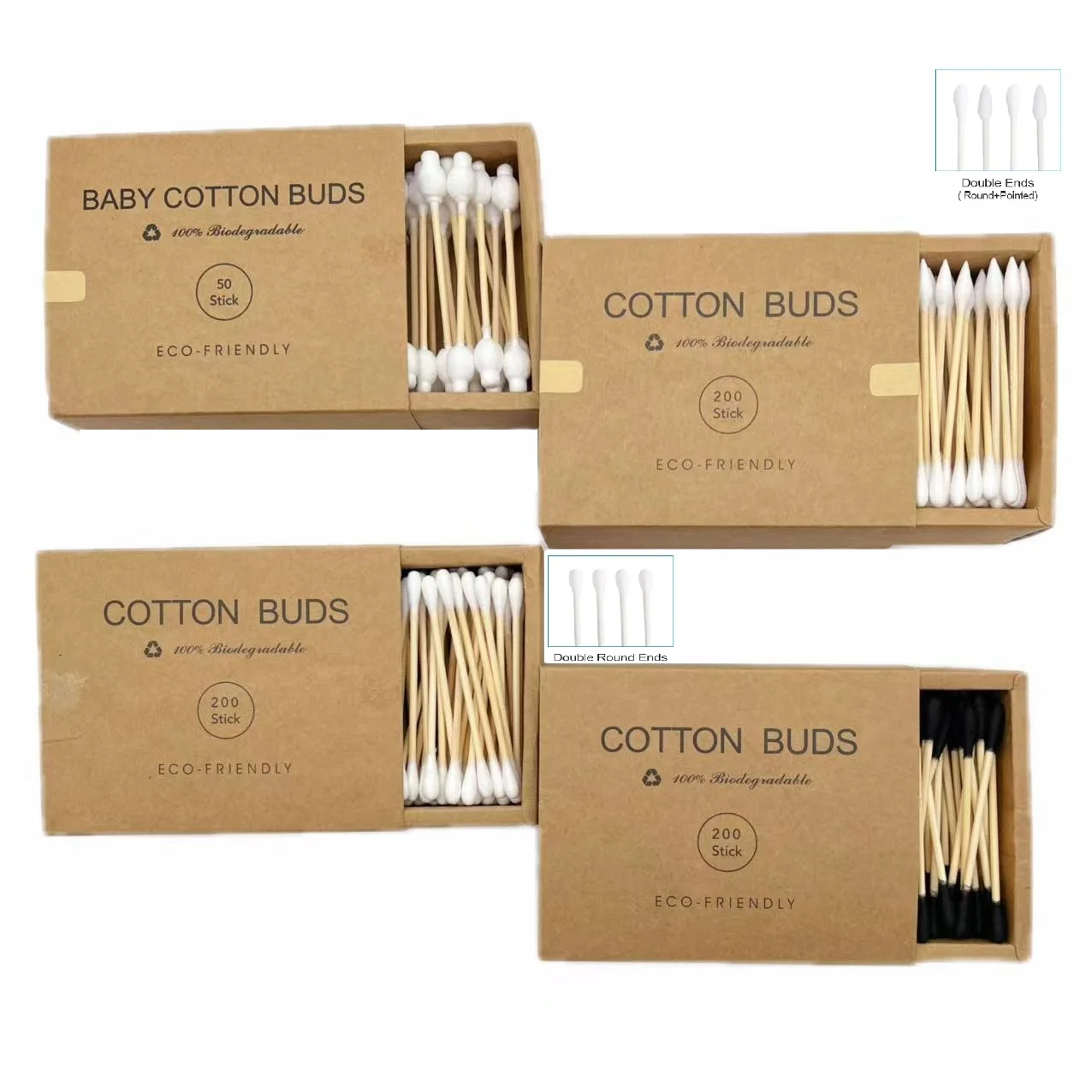 Double Head Makeup Remove Ear Cleaning Beauty Buds Cotton Swab Fine Quality Paper Stick Wooden Cotton Buds