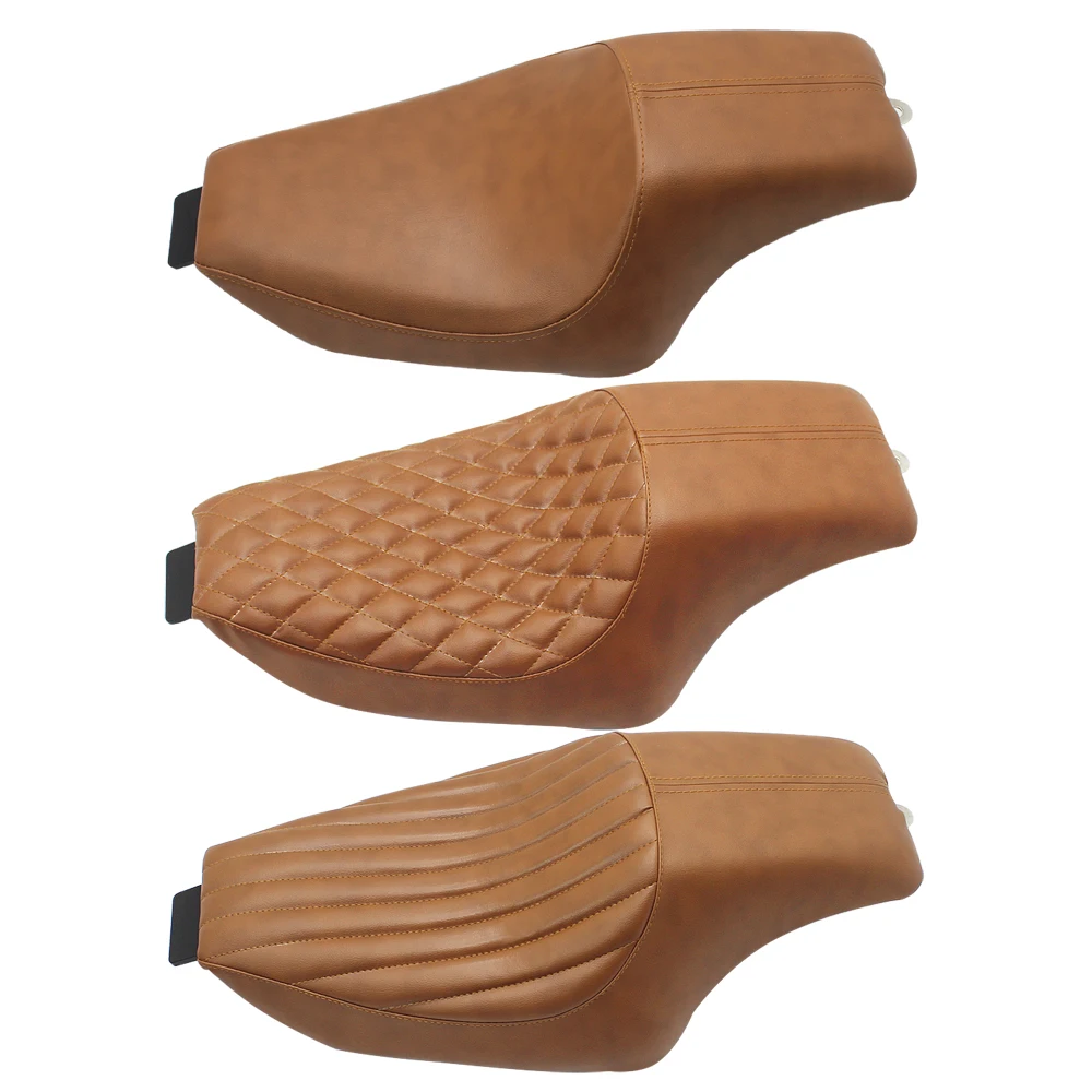 Driver Rear Passenger Two Seat Cushion Custom Brown Leather Motorcycle Seats for Harley Davidson Sportster 2004-2018 Racepro /