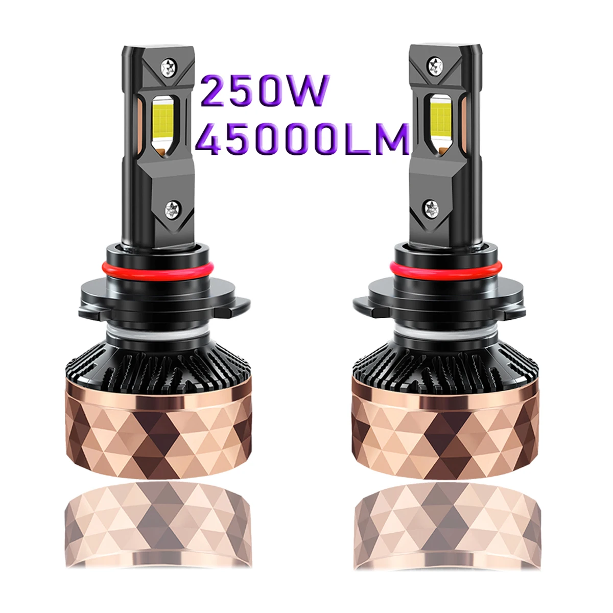 800% Brighter 45000LM 250W gold LED Headlamp Canbus Ready & EMC built-in H11 H7 H4 car LED Bulbs with Fan for Trucks Motorcycles