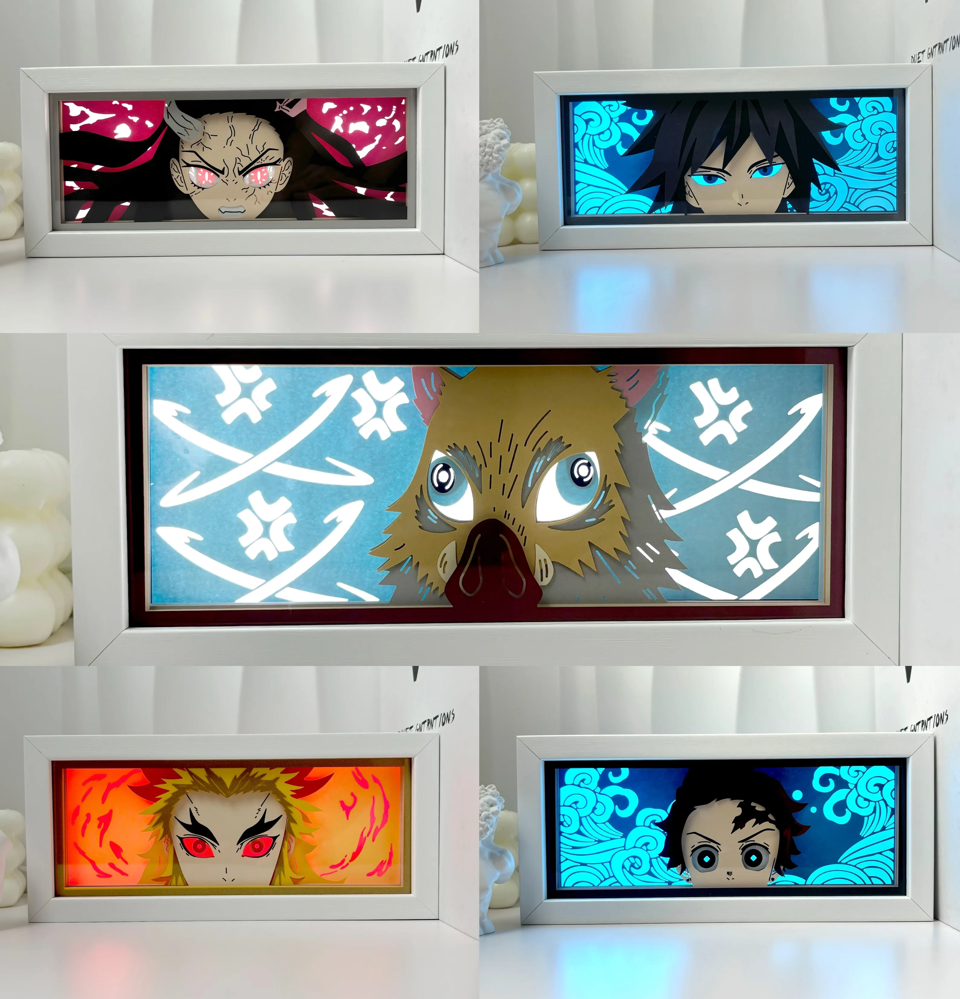 Custom Demon Slayer 3D Led Anime Shadow Lamp Night Light Laser One Pieces Carving Paper Lamp Room Decoration for Party and Gift