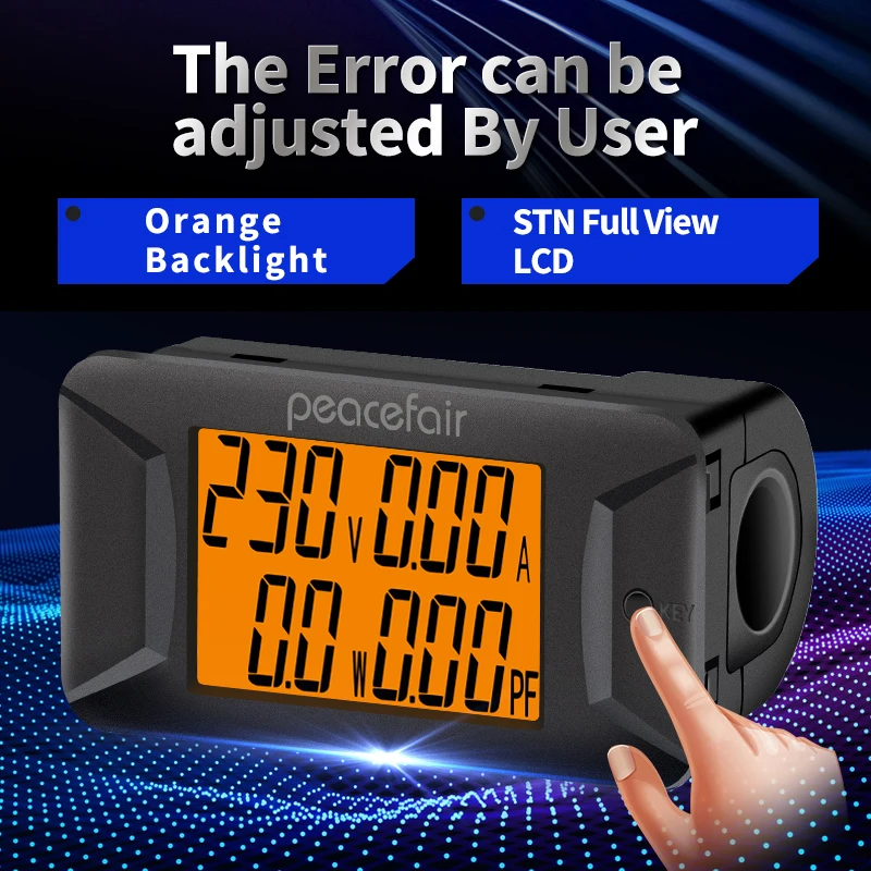 С защитой от клеща PZEM-028 400V 100A Вольт Ампер Измеритель цифровая панель амперметр однофазный Электрический счетчик ЖК мощность