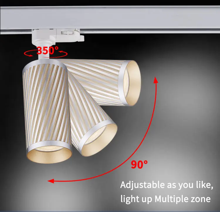 Led Ceiling Light Pure Aluminum 360 Degree Beam Angle Adjustable Adaptor For 2 Wires GU10 Track