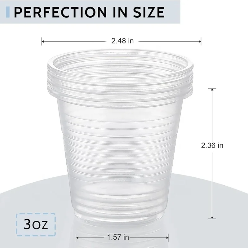 factory wholesale small disposable clear plastic bathroom mouthwash cups 3 oz  pp drinking washing cups