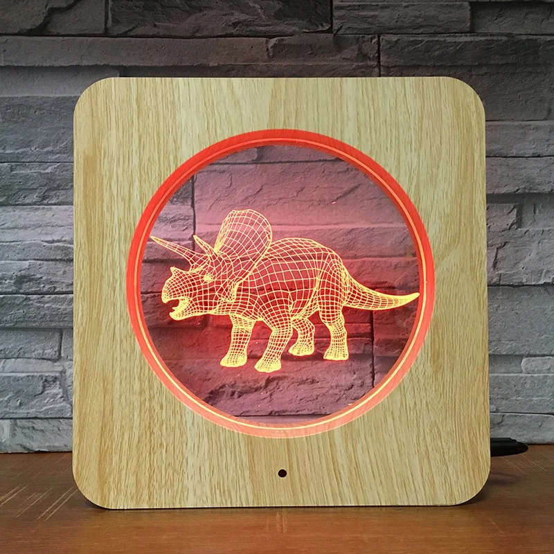 
KS 3D-12 triceratops dinosaur 3D photo frame illusion lamp-touch switch 7 color light Christmas day gift children gift 
