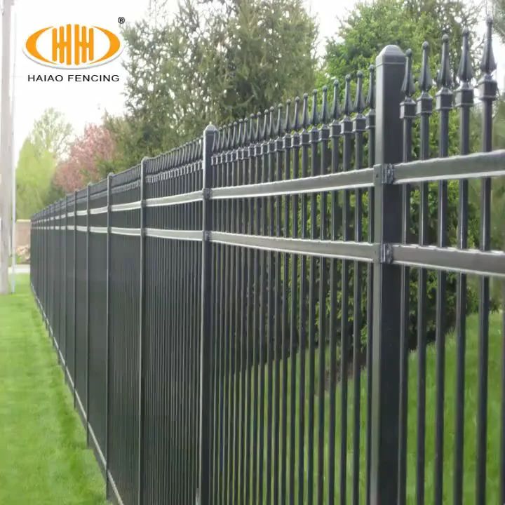 Black Outdoor Simple Rod Iron Fence 6ft X 8ft Design Faux Wrought Iron Fence