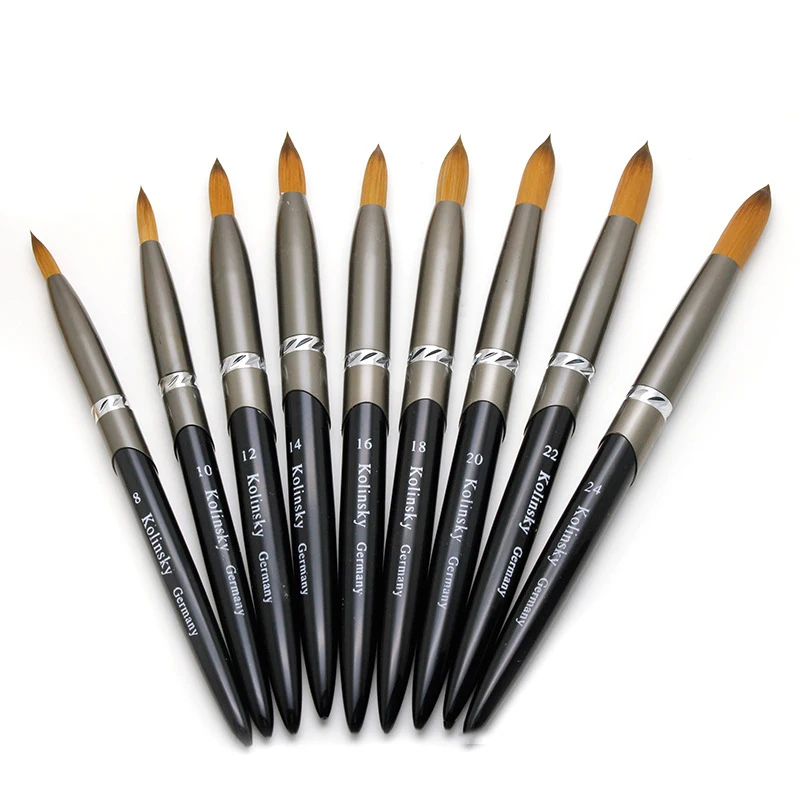 #8-24 Pure Sable Crimped Kolinsky Germany Acrylic Nail Art Brush For Acrylic Nail Powder