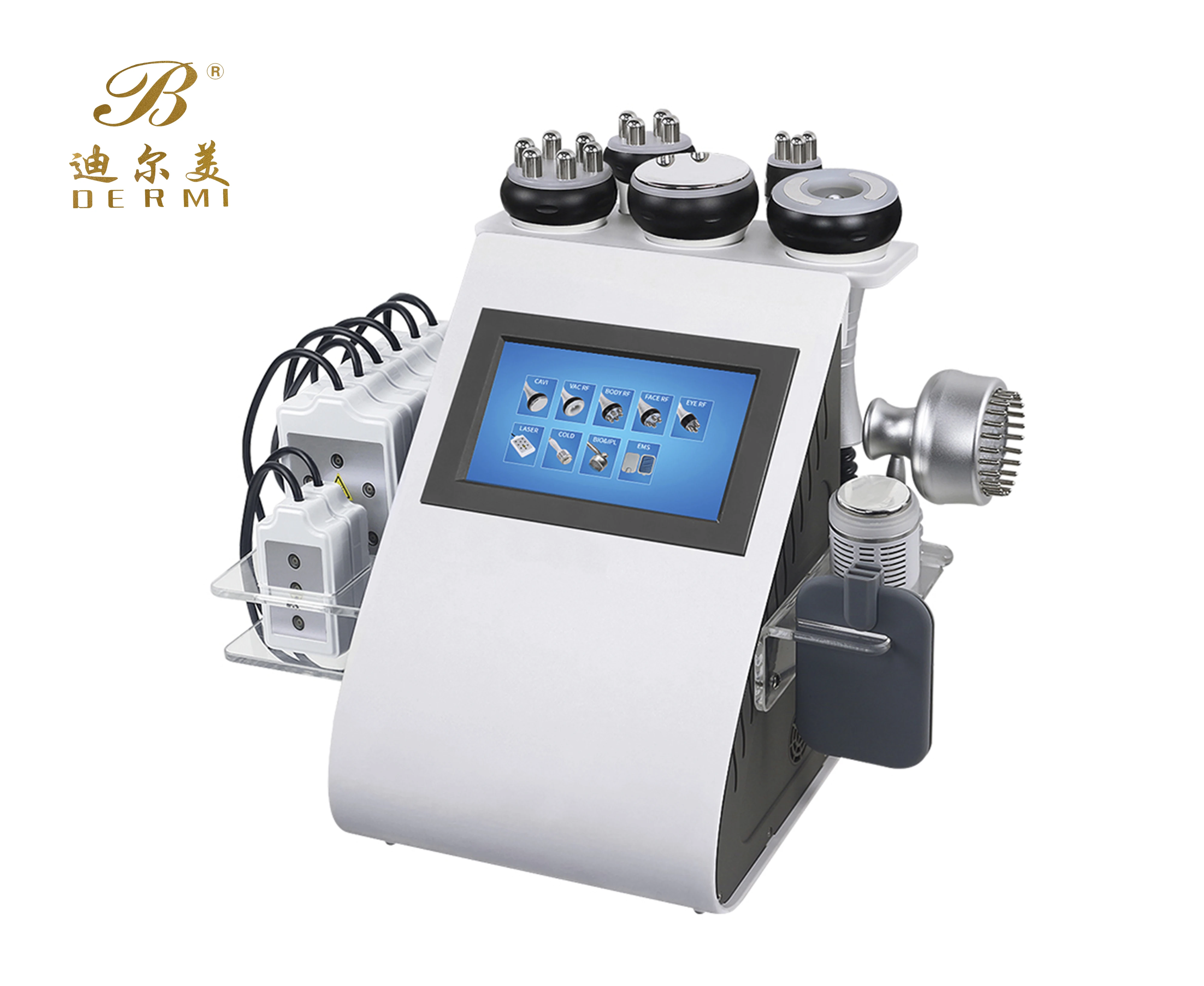 Multifunction slimming 9 in 1 clolr photoelectric perforation lipo laser RF vacuum 40K cavitation body shaping machine