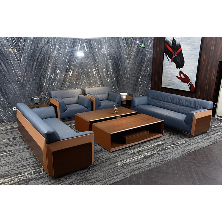 Factory Price Custom Reception Room Furniture Elegant Executive Leather Office Sofa