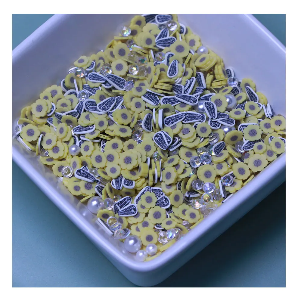 Slime Crafts Accessories Mixed Sunflower Melon Seeds Polymer Clay Slices Sprinkles with Diamond for Shaker Project