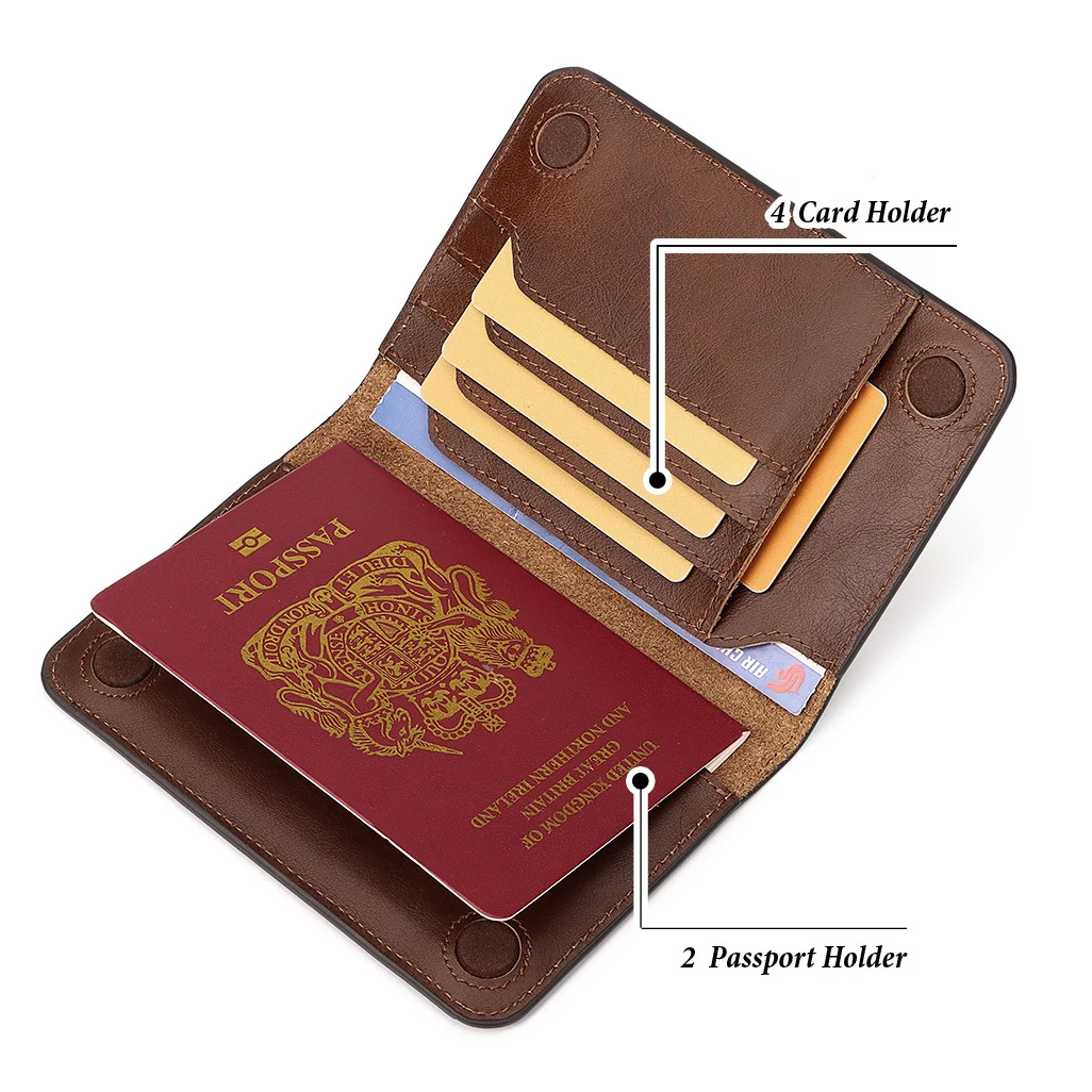 Hot Sell Passport Holder Leather Rfid Passport Bags Family Travel Wallet Passport Cover With Pockets Certificate Bags