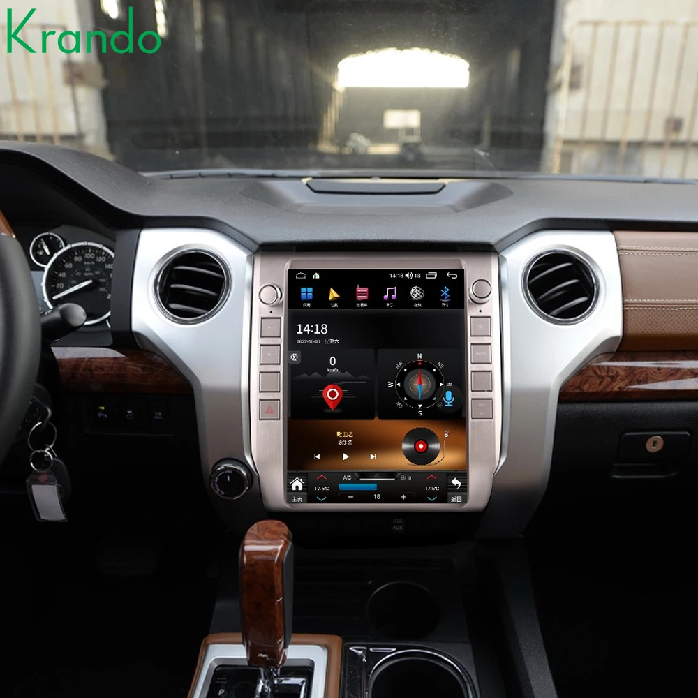 Krando 12.1 Inch Tesla Style Car Stereo for Toyota Tundra 2014-2021 Car Multimedia Player Built-in Wireless CarPlay WIFI 4G