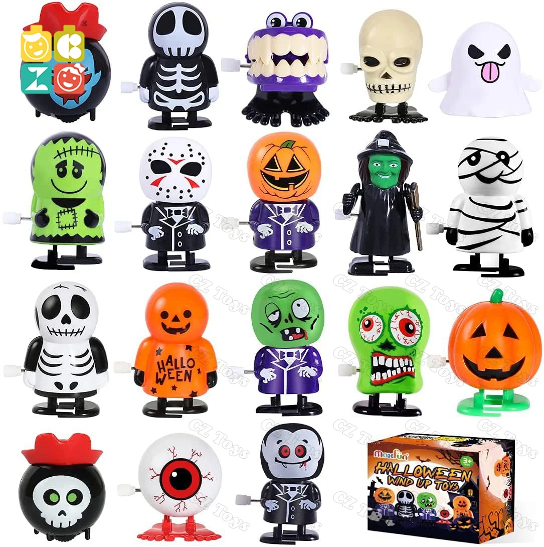 Amazons Hot Sale Halloween Small Gift Toys Halloween Windup Toys Cartoon Wind-up Ghost Rotating and Walking Clockwork Toys