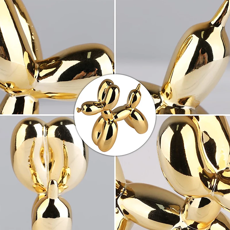 O&M Electroplated Resin Gold Jeff Koons Balloon Dog Office Decoration Table Sculpture Balloon Dog Statue