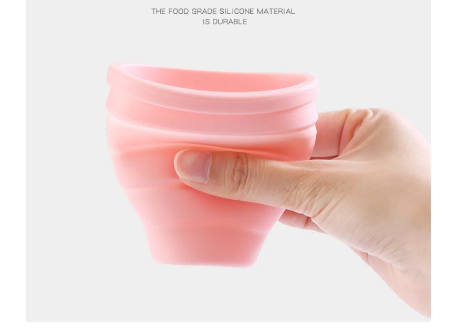 BPA FREE Disposable Silicone Collapsible Travel Cup Portable Folding Camping Cup with Lids