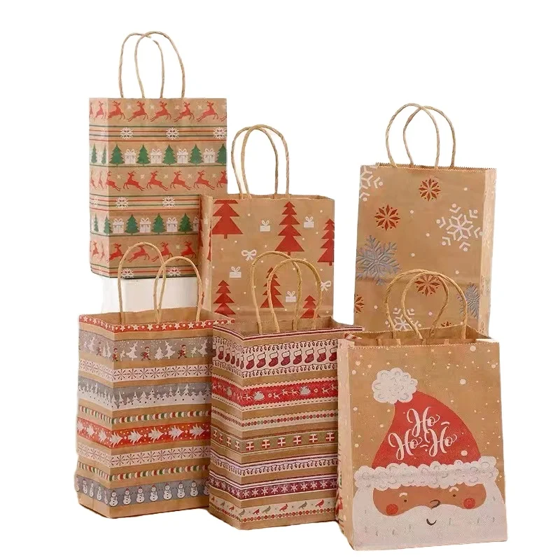 Custom printed kraft paper bag wholesale cheap price Custom promotion Shopping brown kraft paper bags with handle for business