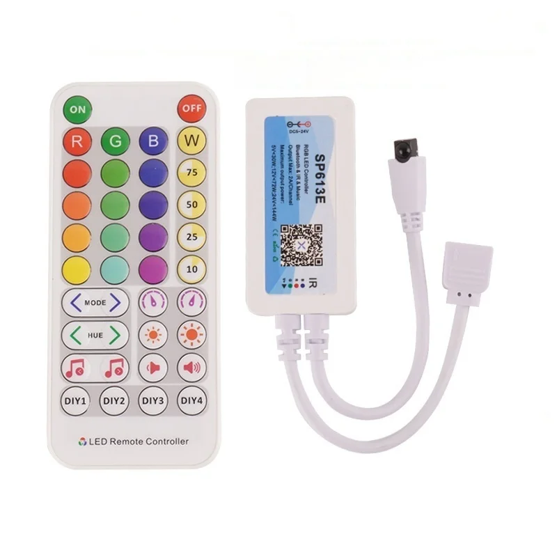 Smart RGB LED Controller for WS2812 RGB/RGBW Led Strip DC5V 12V 24V SP613E/SP614E Bluetooth Music IR 38 Key Remote Led Dimmer