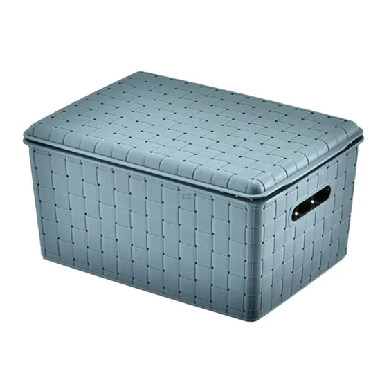 For Bathroom Living Room Kitchen Woven Basket Storage Basket With Lid  Laundry Rattan Storage Box