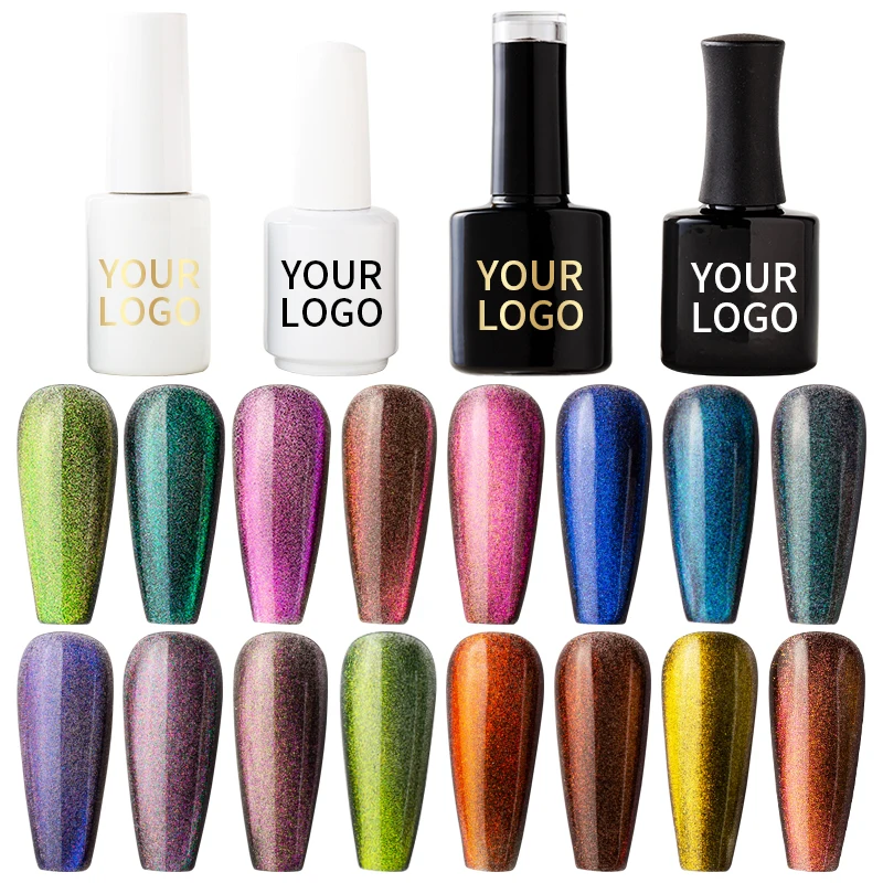 Rainbow Reflective Cat Magnetic Nail Gel 9D Laser Varnish Cat Eye Nail Polish Gel