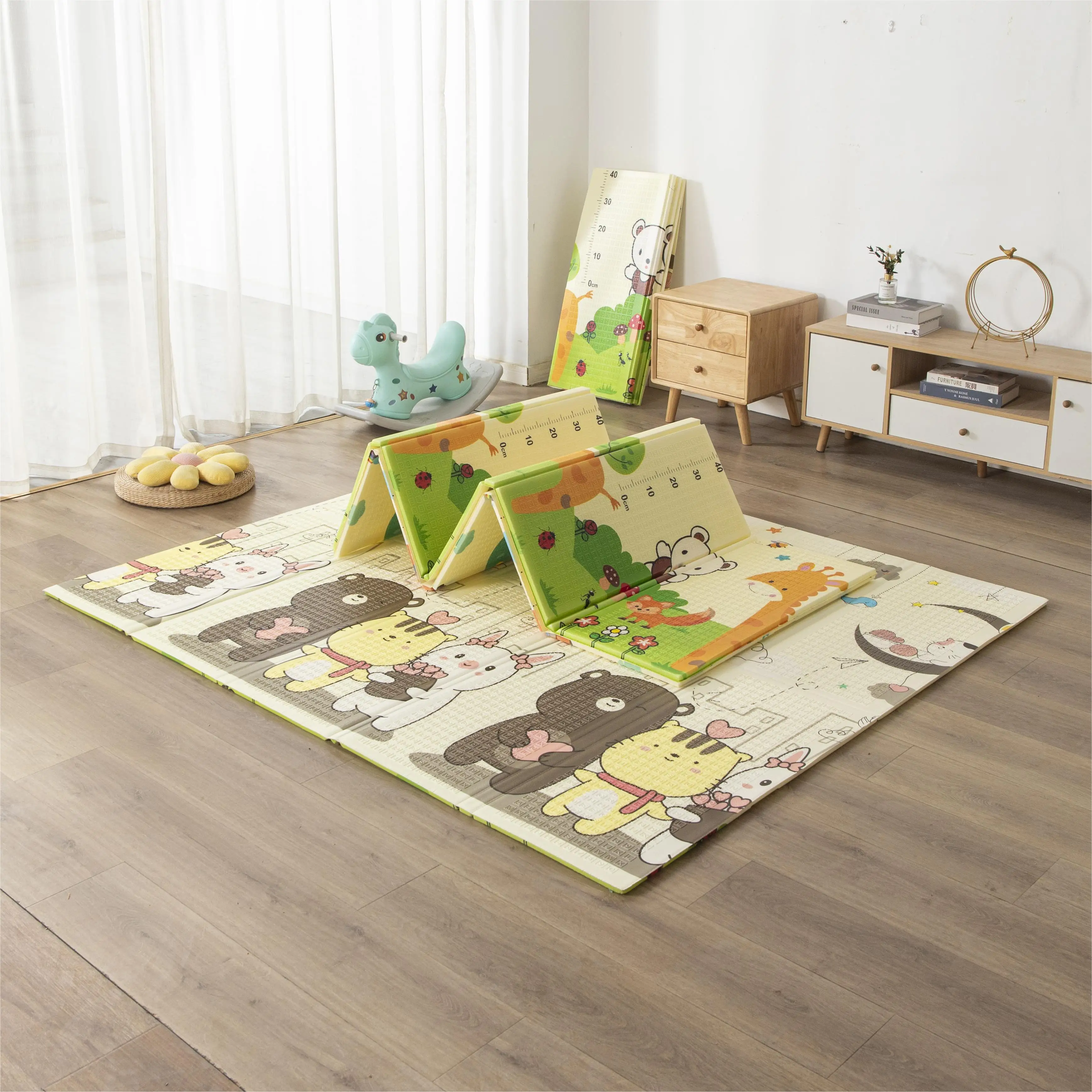 Двухсторонний игровой коврик размером 50*50 дюймов для детей xpe складной Противоскользящий нетоксичный напольный из пены